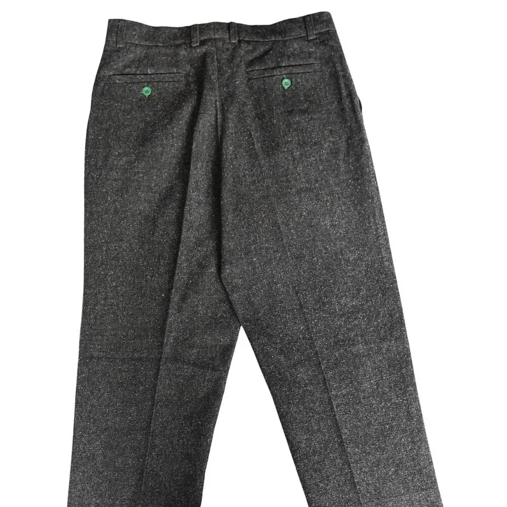 Mens 32 Gray Donegal Cotton Dress Pants Straight Fit Flat Front Trousers NWT